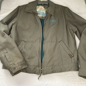 VTG Hollister Y2K Lined Canvas Jacket Large Full Zip Khaki Green Grunge